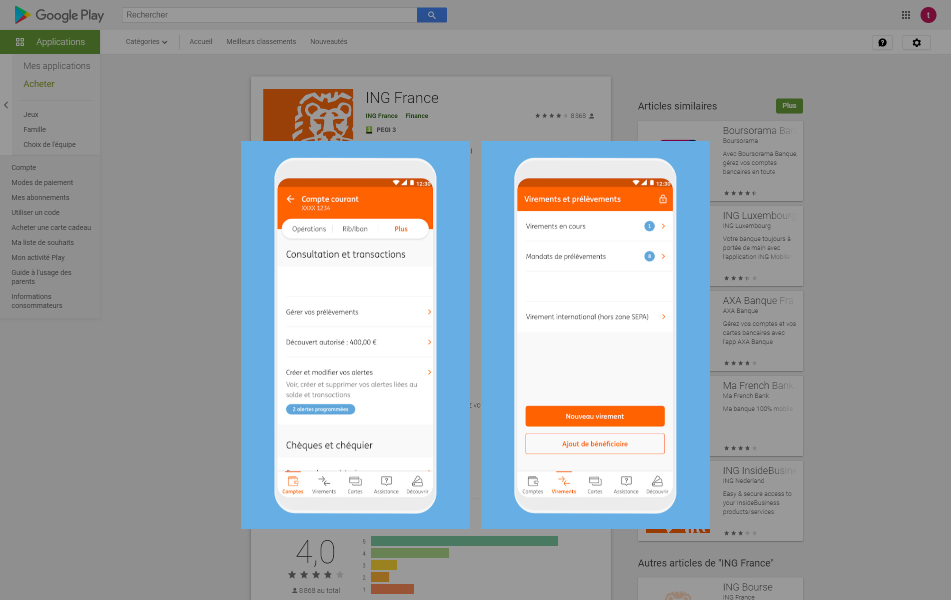 ING Banque publie enfin une nouvelle application Android